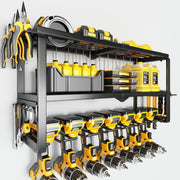 3-Tier Wall Mounted Power Tool Organizer 7 Slots Alloy Steel