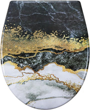 Marble Effect Toilet Seat Soft Close Quick Release Top Fix 45x37cm
