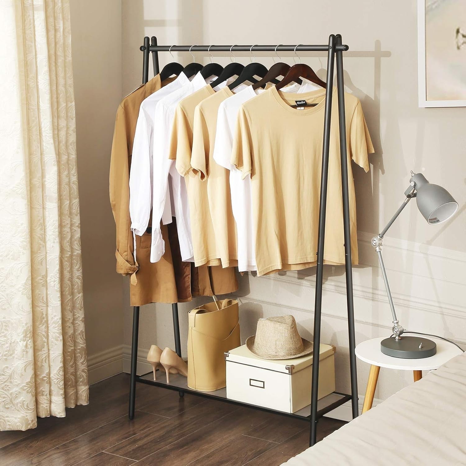 Heavy Duty Clothes Rail with Shelf – Matte Black 153cm