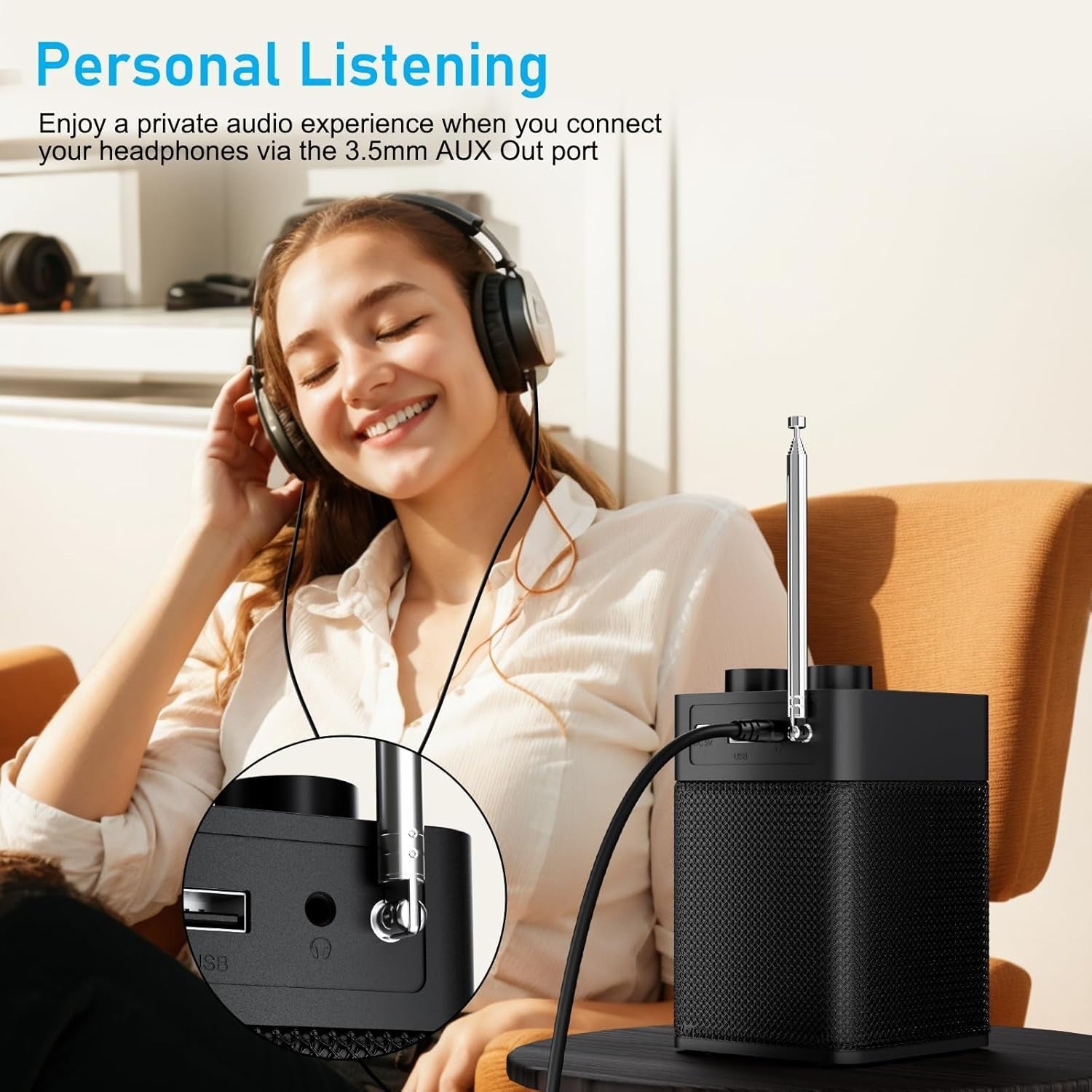 Portable DAB+ FM Radio Bluetooth USB Rechargeable 80 Preset