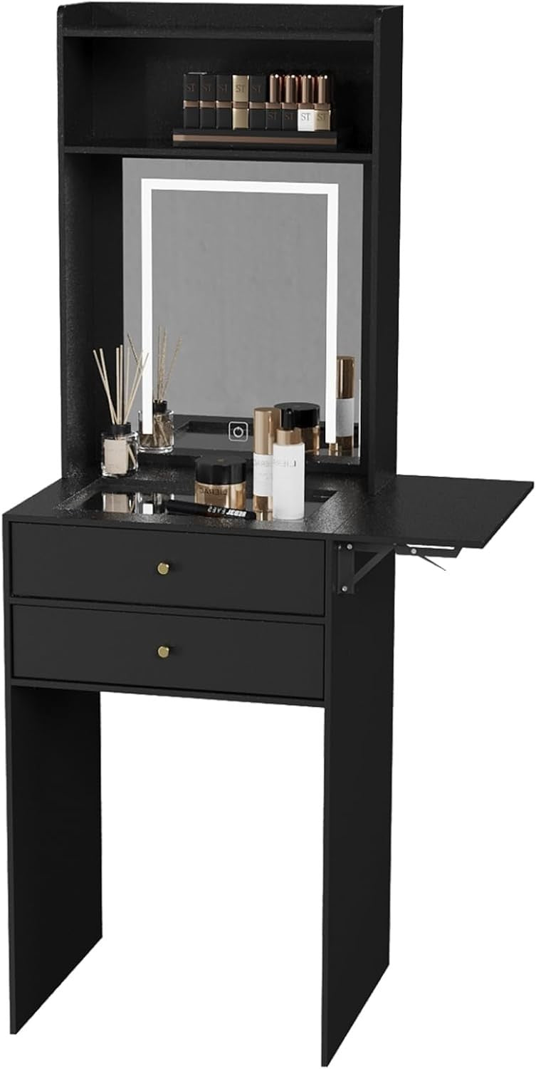 White Dressing Table Makeup Desk Vanity Drawers Storage Large Capacity Mirror