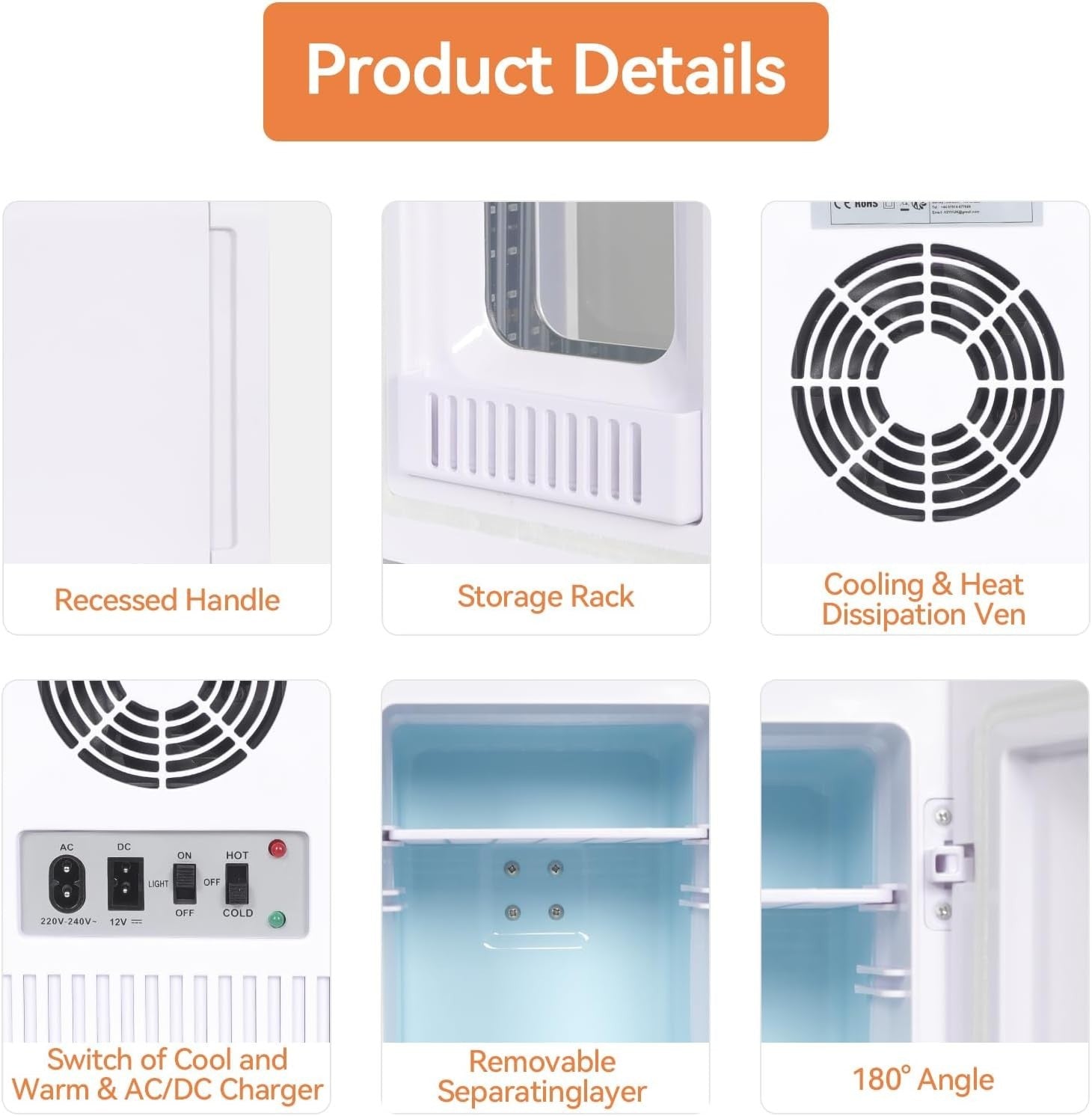 4L Mini Fridge Portable AC/DC Cooler Warmer Low Noise Skincare White