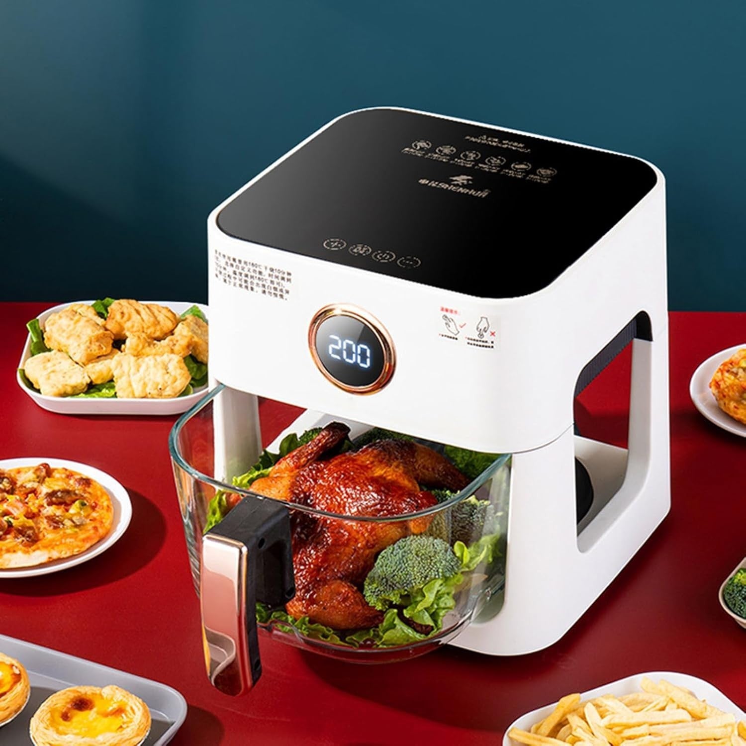 5L Air Fryer With Viewing Window 1200W Oil Free One Touch White