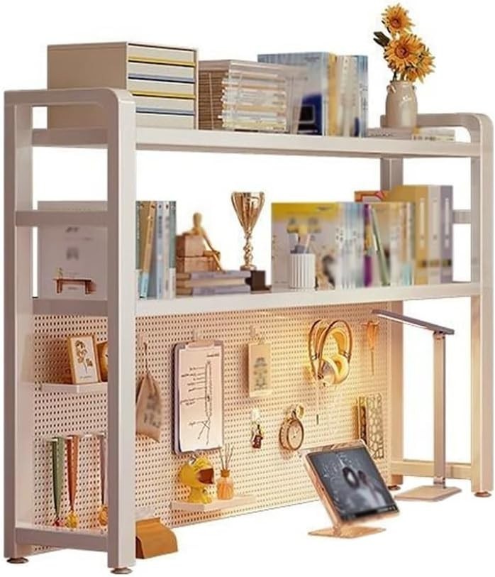 2 Tier Metal Desk Hutch 37.4" Desktop Shelf Organizer Rack Monitor Stand