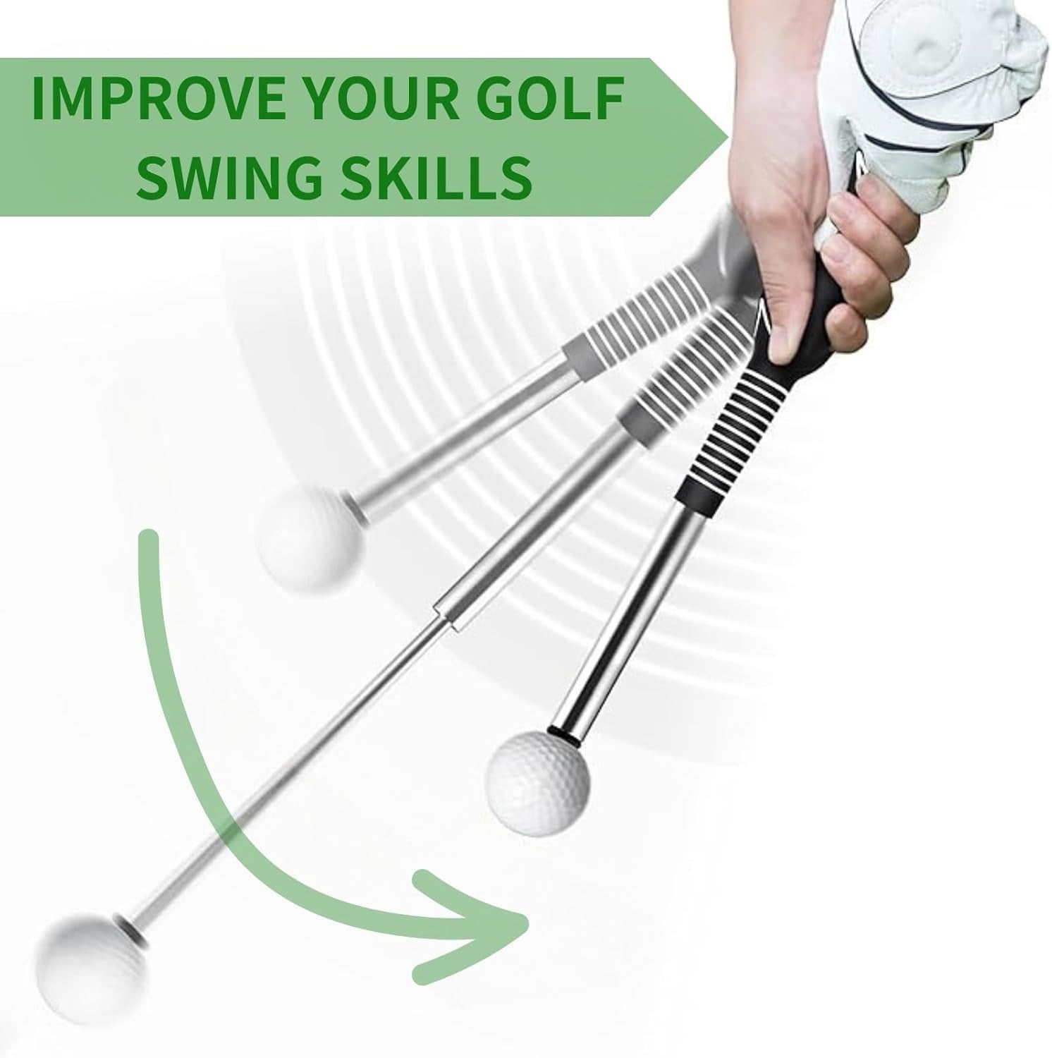 Retractable Golf Swing Trainer Telescopic Grip Tempo Aid