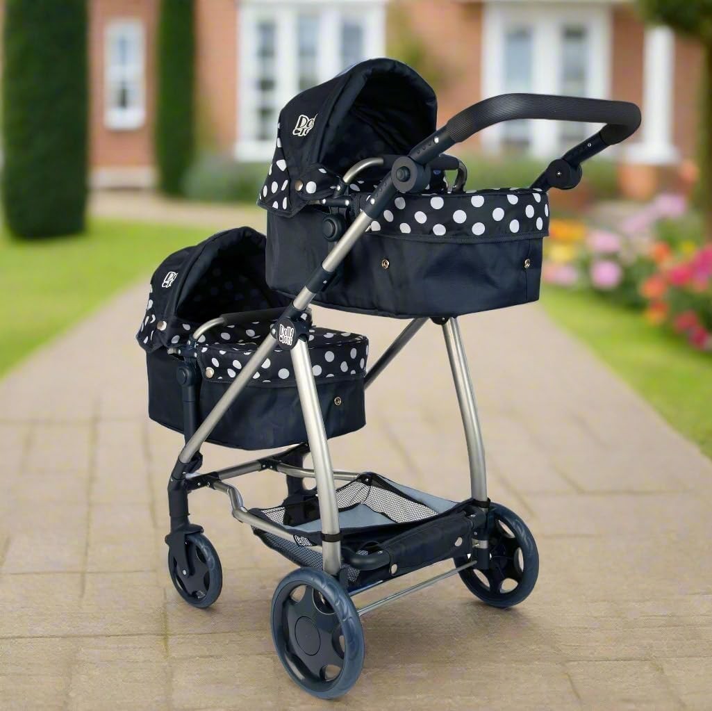 Twin Dolls Pram Double Pushchair Foldable Toy Stroller Adjustable Handle