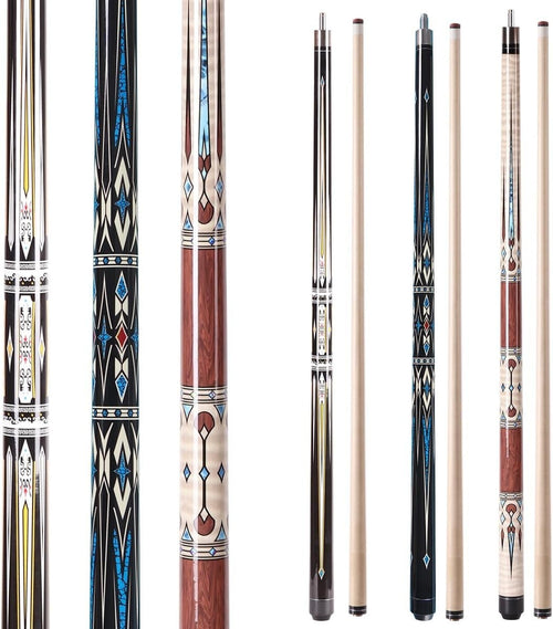58in 2 Piece Maple Pool Cue 13mm Leather Tip 19/20oz Gift Kit