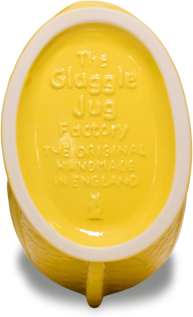 Yellow XL Gluggle Jug 1.4L – Ceramic Fish Water Pitcher, Wine & Cocktail Decante