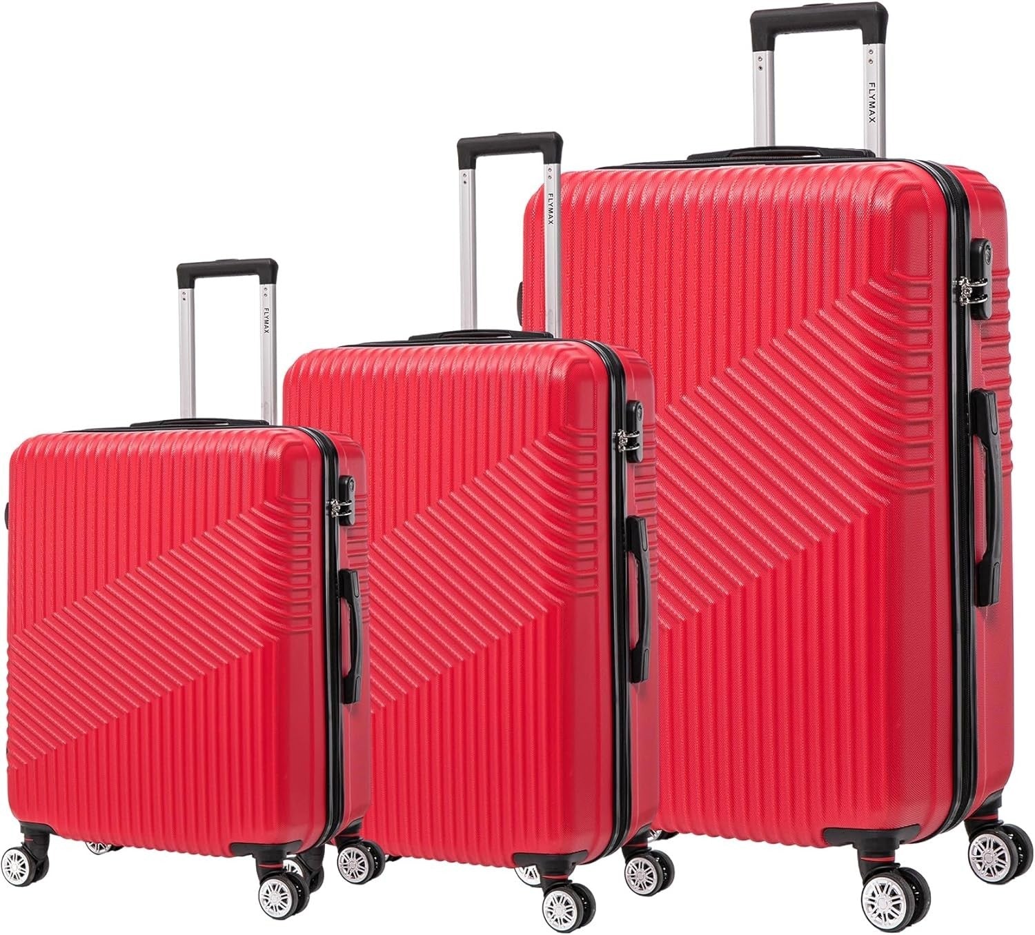 29'' Large Check In Suitcase Hard Shell Lightweight 4 Spinner Wheels Lock Red