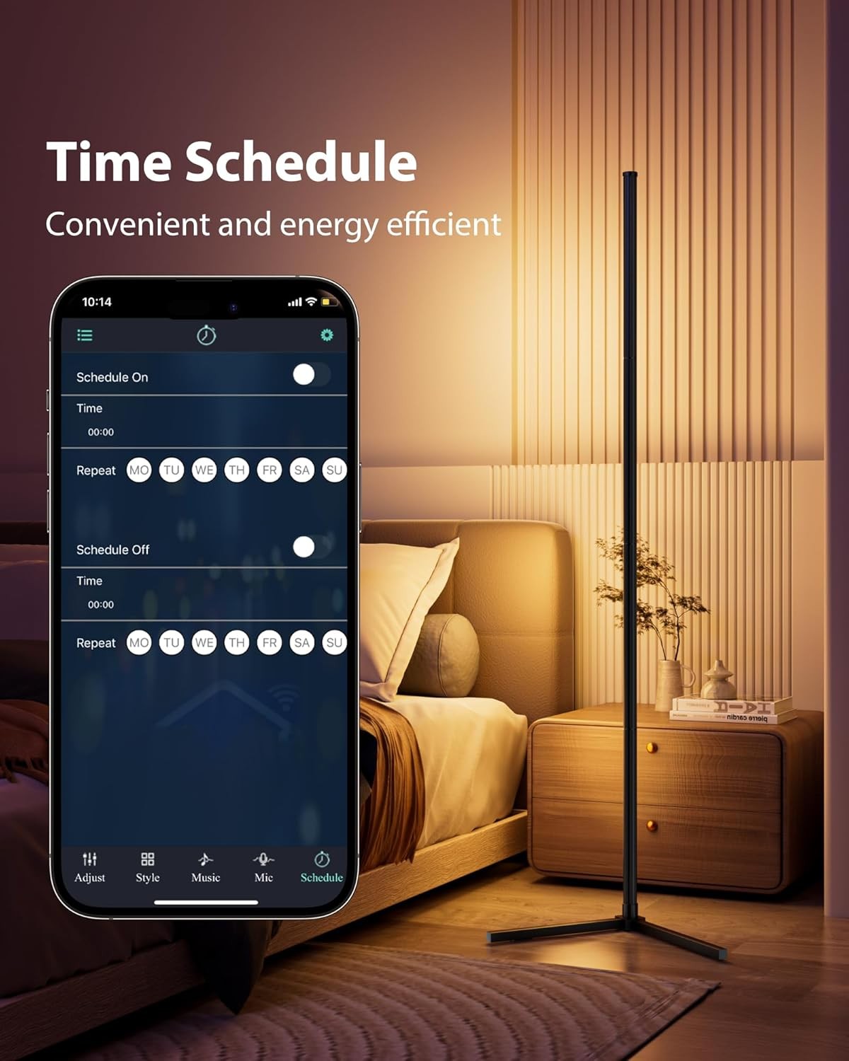 2 Pack RGB Corner Floor Lamp Smart LED App Remote Music Sync Mood Light