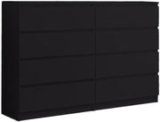 8 Drawer Large Chest Dresser Black Matt Finish Bedroom Storage Cabinet