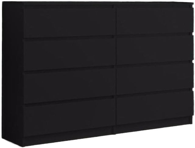8 Drawer Large Chest Dresser Black Matt Finish Bedroom Storage Cabinet