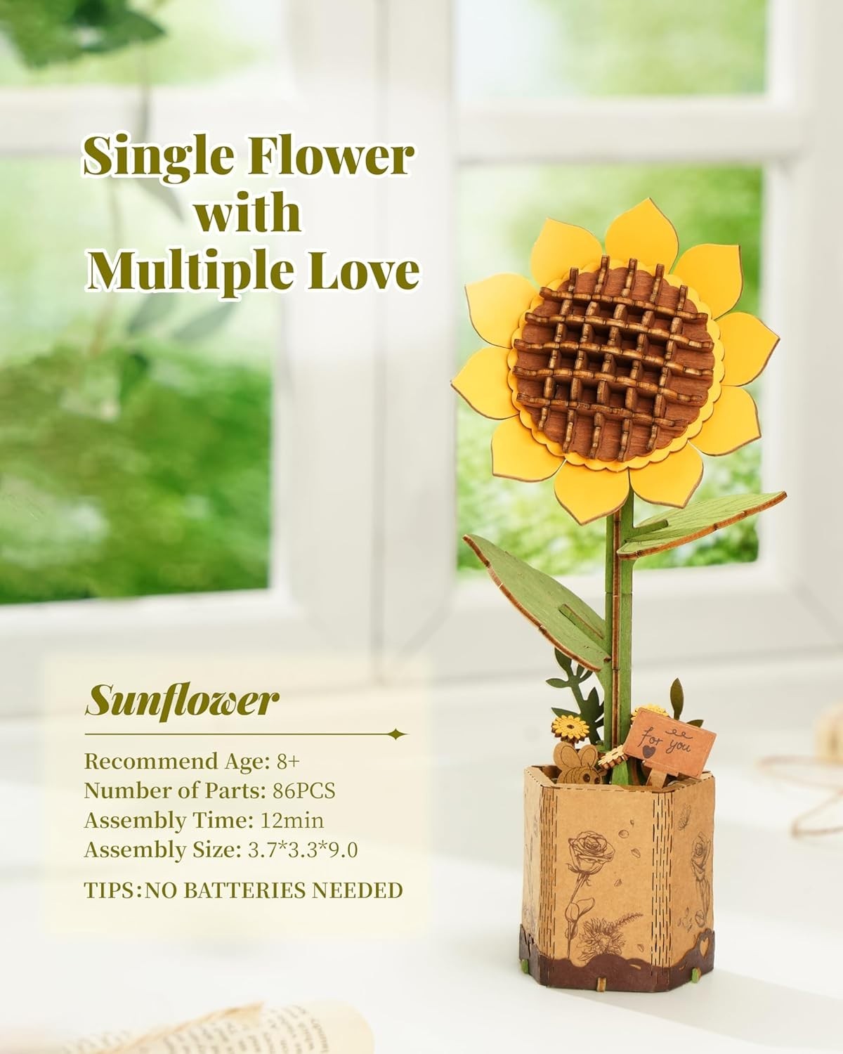 3D Wooden Sunflower Puzzle Kit – DIY Flower Craft Gift & Home Decor