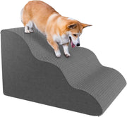 Dog Stairs for Small Dogs & Cats Foam Pet Steps Washable Cover Grey