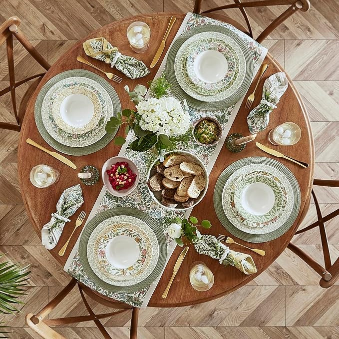 12pc Floral Dinnerware Set Earthenware Plates Bowls Dishwasher Microwave Safe