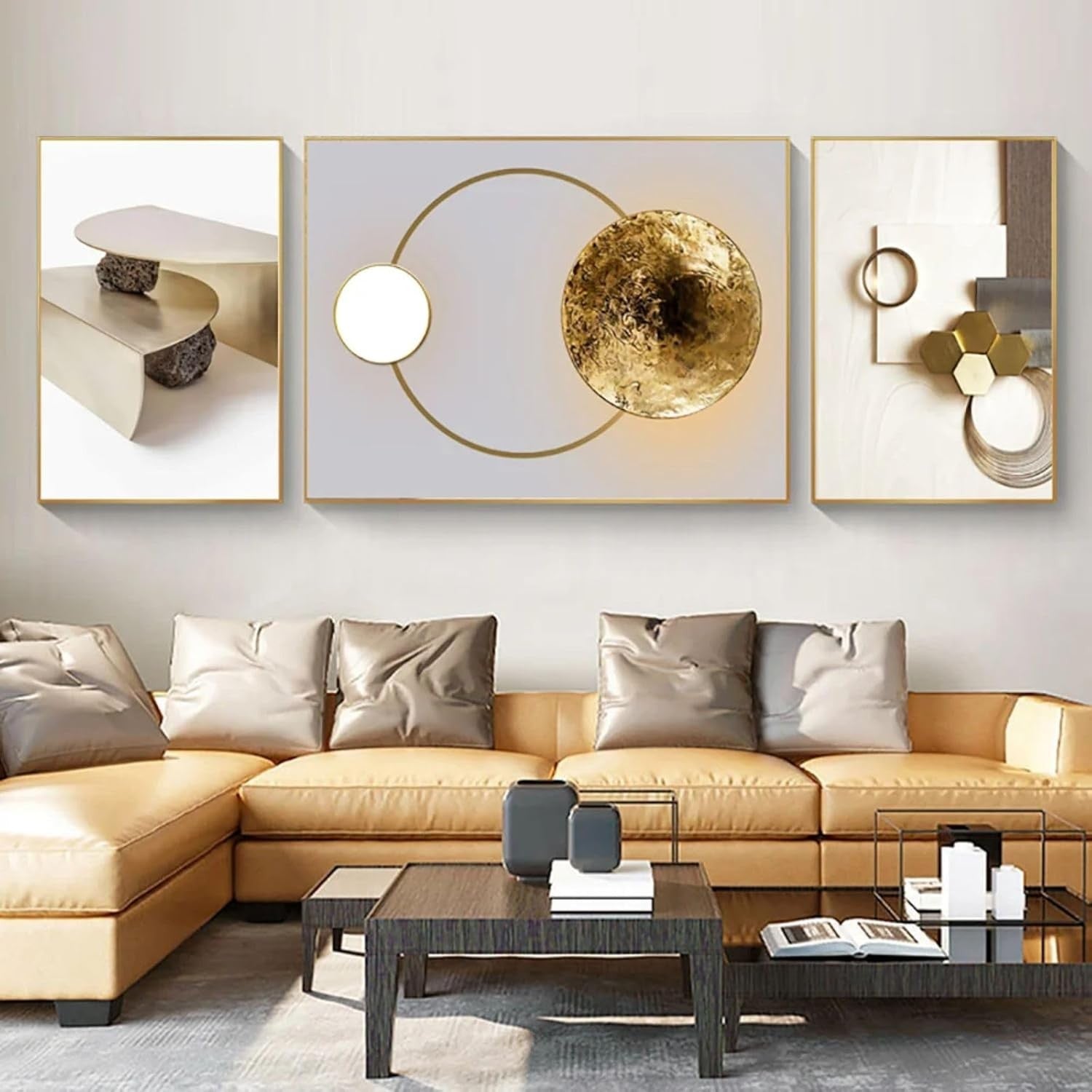 Abstract Canvas Wall Art Set of 3 Modern Living Room Decor