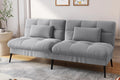 3 Seater Grey Sofa Bed Fabric Futon Couch Adjustable Back Guest Room
