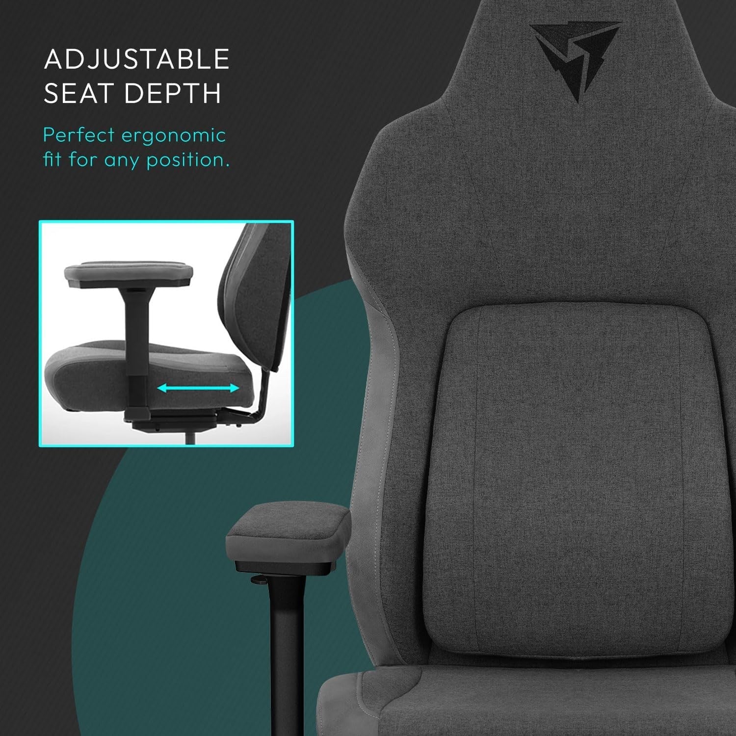 Ergonomic Gaming Chair Auto Lumbar 3D Arms Dark Grey