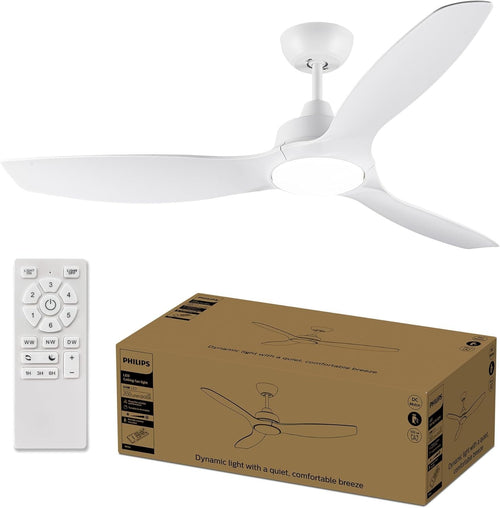 Philips 52" LED Ceiling Fan, 3 Color Temps, Dimming, DC Motor, Remote