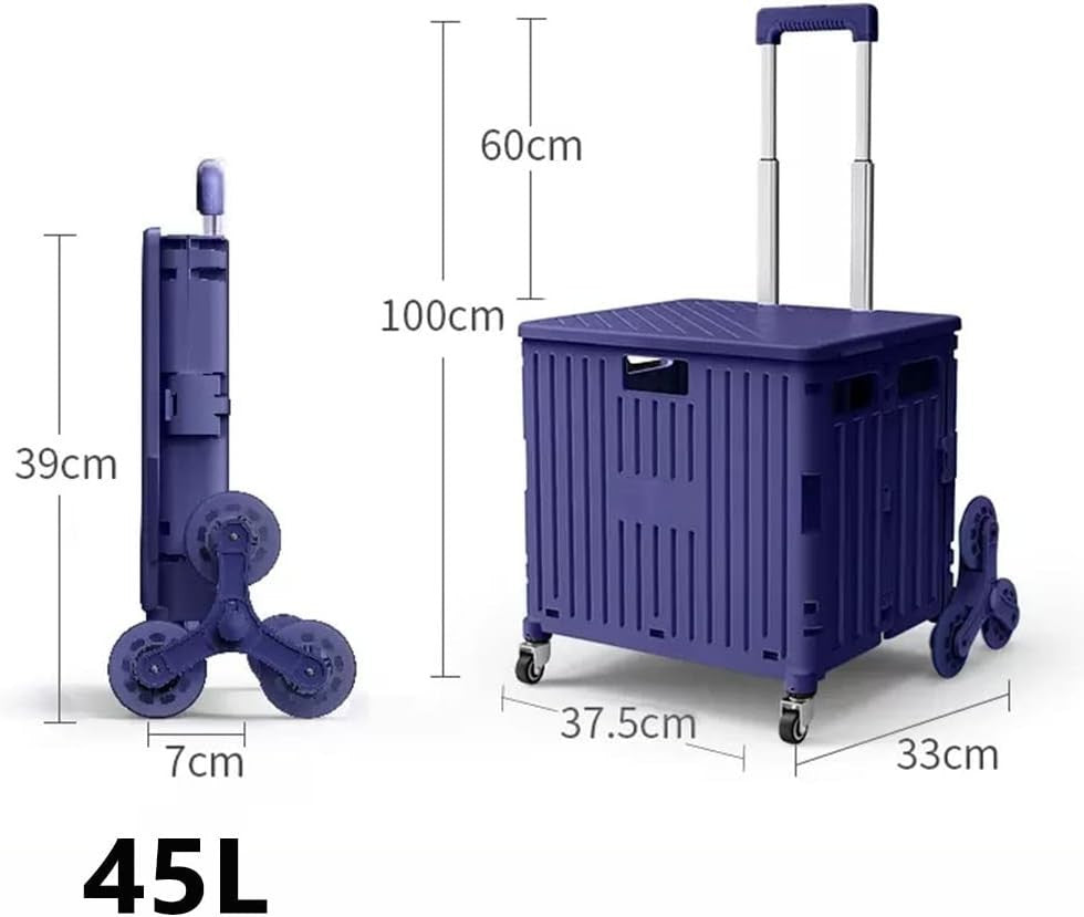 Purple Foldable 8-Wheel Stair Climber Cart Lightweight Portable Rolling Trolley