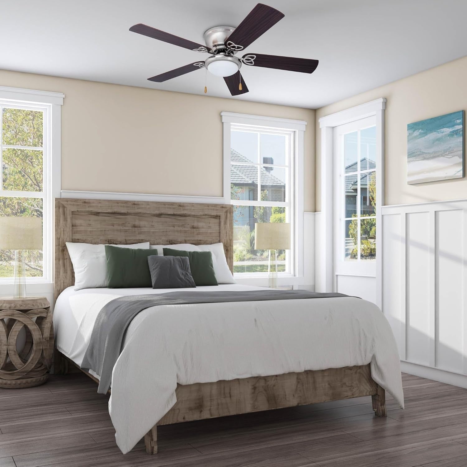 Prominence Home Benton 52" Ceiling Fan, LED Light, 5 Blades, Brushed Nickel