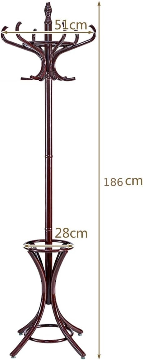 Multigot Coat Rack, Wooden Hat Clothes Hall Tree Hanger with Umbrella Holder and