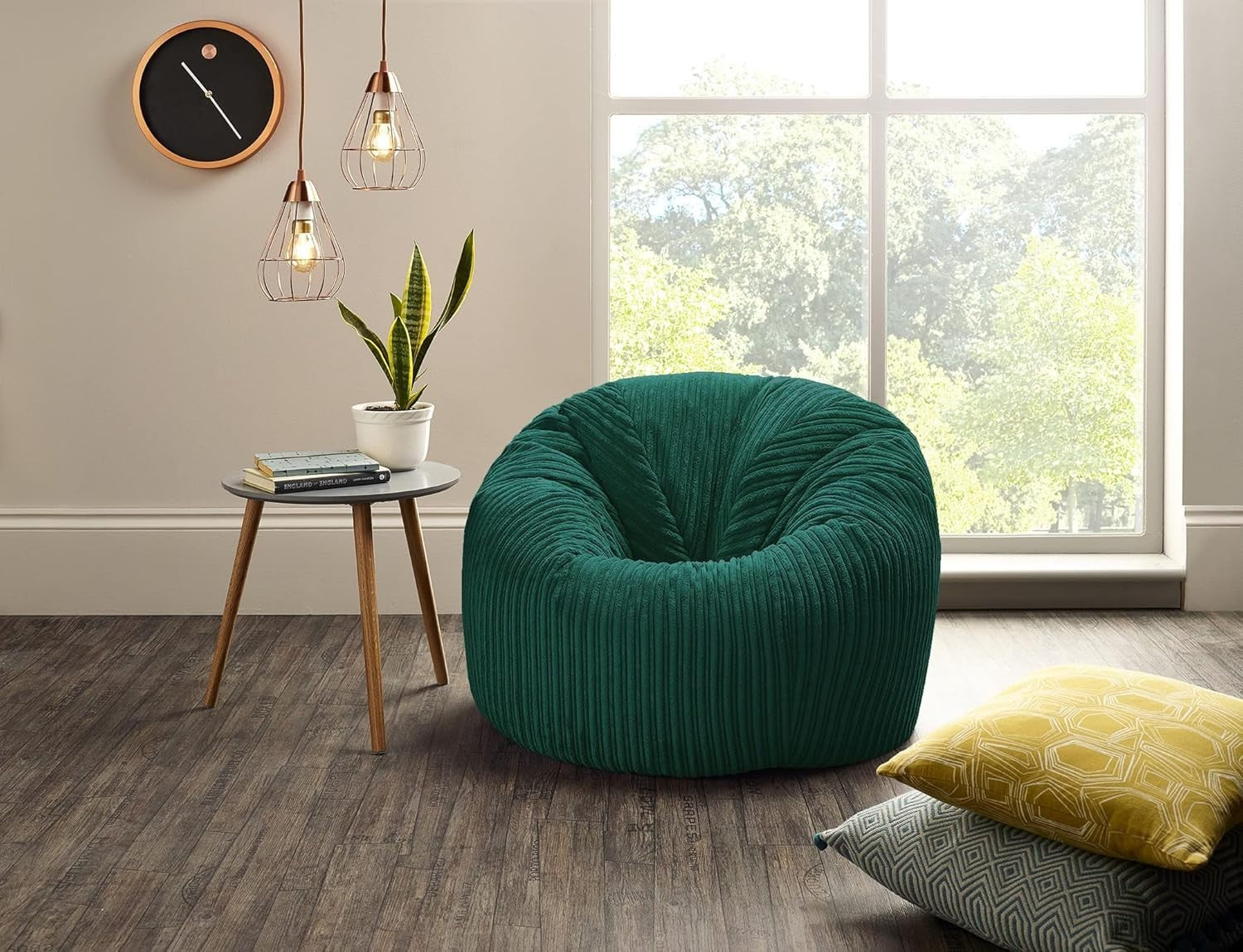 Teal Cord Beanbag Chair – XL Soft Lounge Seat for TV, Gaming, Small Spaces