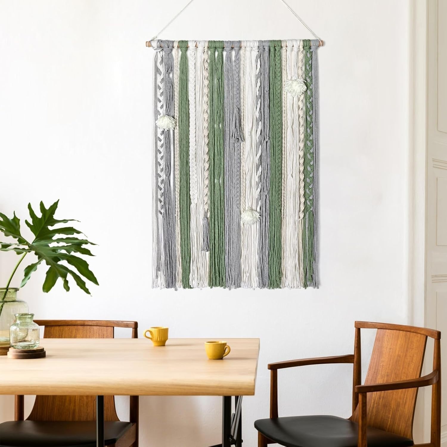 Large Boho Macrame Wall Hanging 23.6"x34.2" Tassel Tapestry Decor
