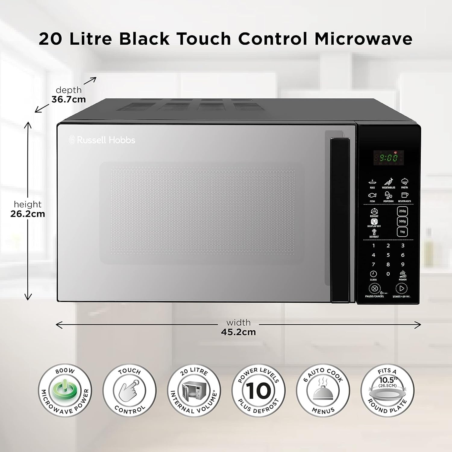 20L Digital Microwave 800W Touch Control 10 Power Levels
