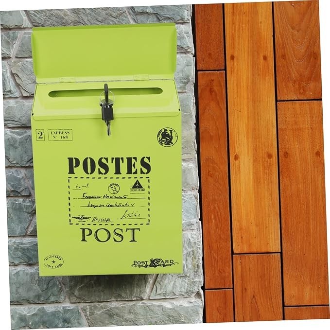 Secure Vintage Wall Mount Mailbox with Lock – Iron Post Box for Home & Garden