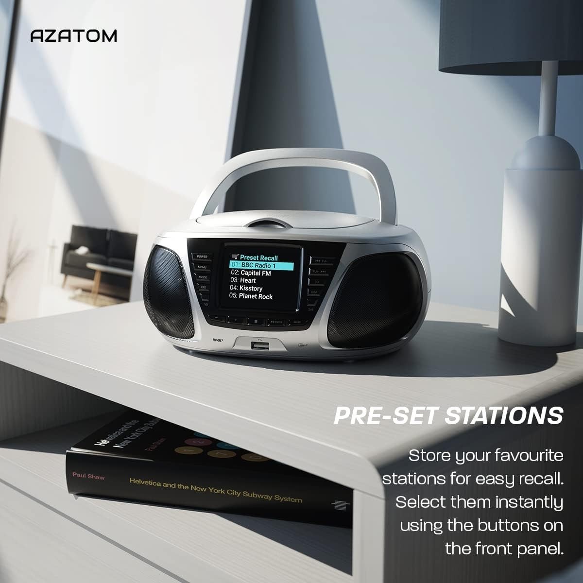 Portable CD Player with DAB+/FM Radio, Bluetooth & USB MP3 Player