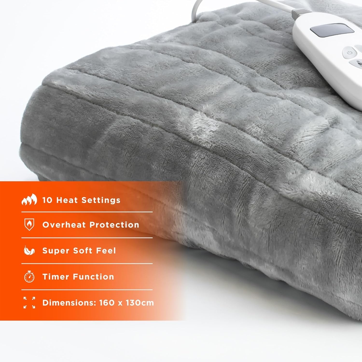 Electric Heated Throw Blanket 160x130cm Fast Heat Digital Control Washable