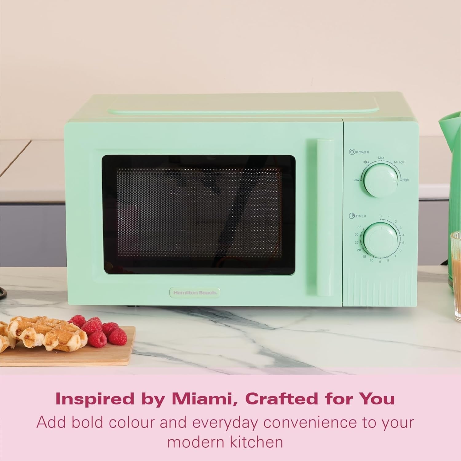 20L Manual Microwave 800W 5 Power Levels Quick Defrost Mint