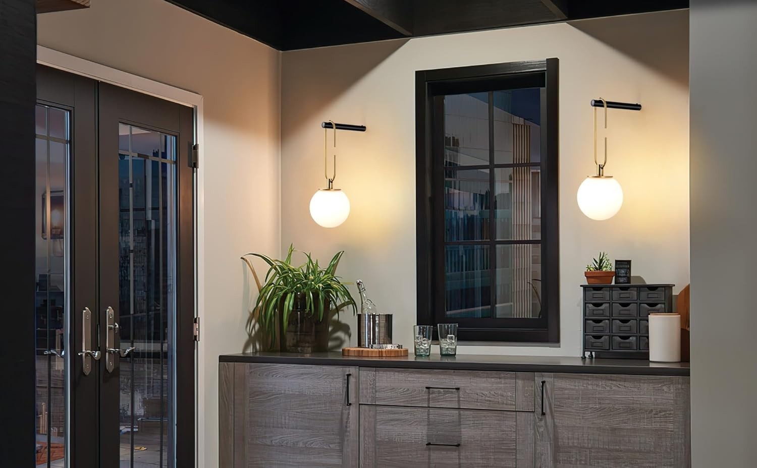 Wireless Battery Operated Wall Sconce Set with Remote Dimmable Lights