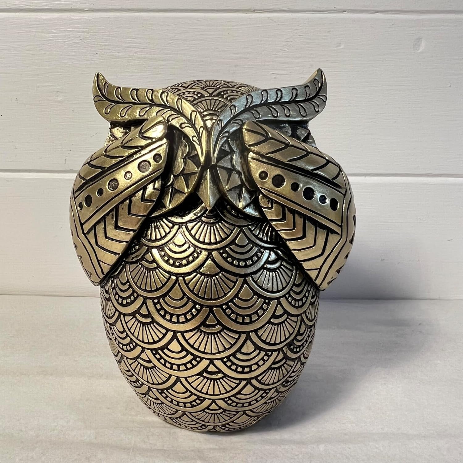 Gold Owl Ornament 13cm Polystone Figurine Elegant Home Decor Sculpture Gift