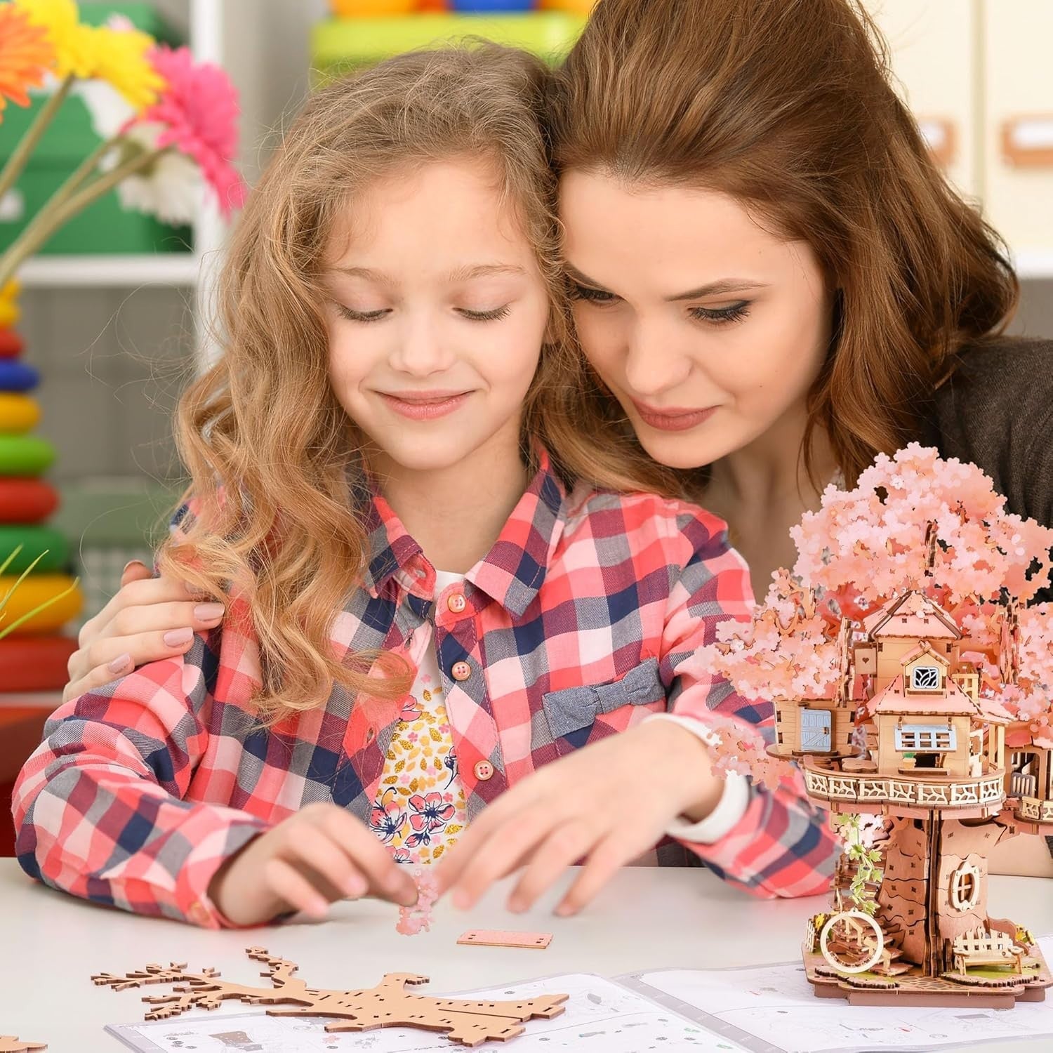3D Wooden Sakura Tree House Puzzle 535 Piece DIY Model Home Decor