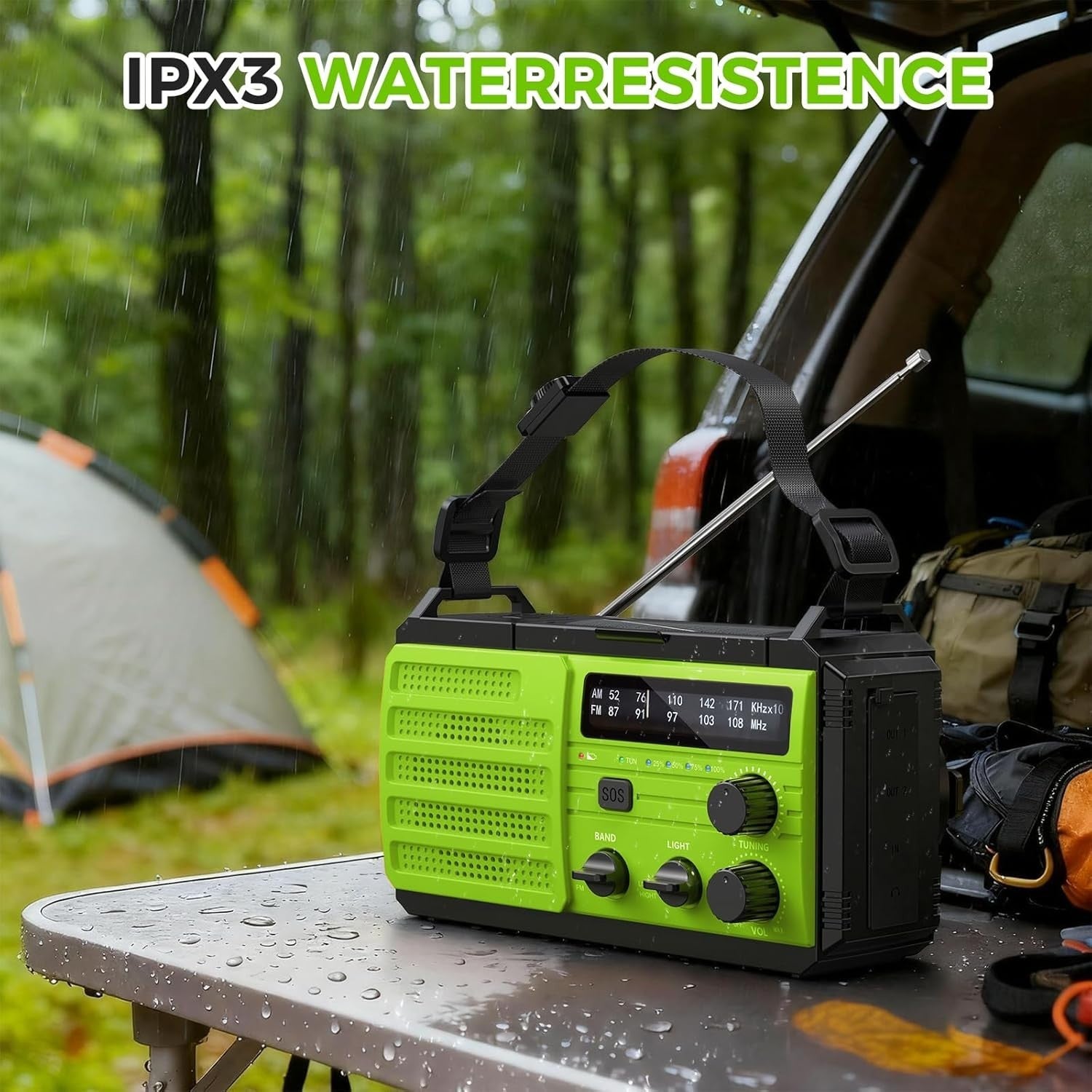 8000mAh Emergency Wind Up Radio Solar AM/FM, USB Charger SOS