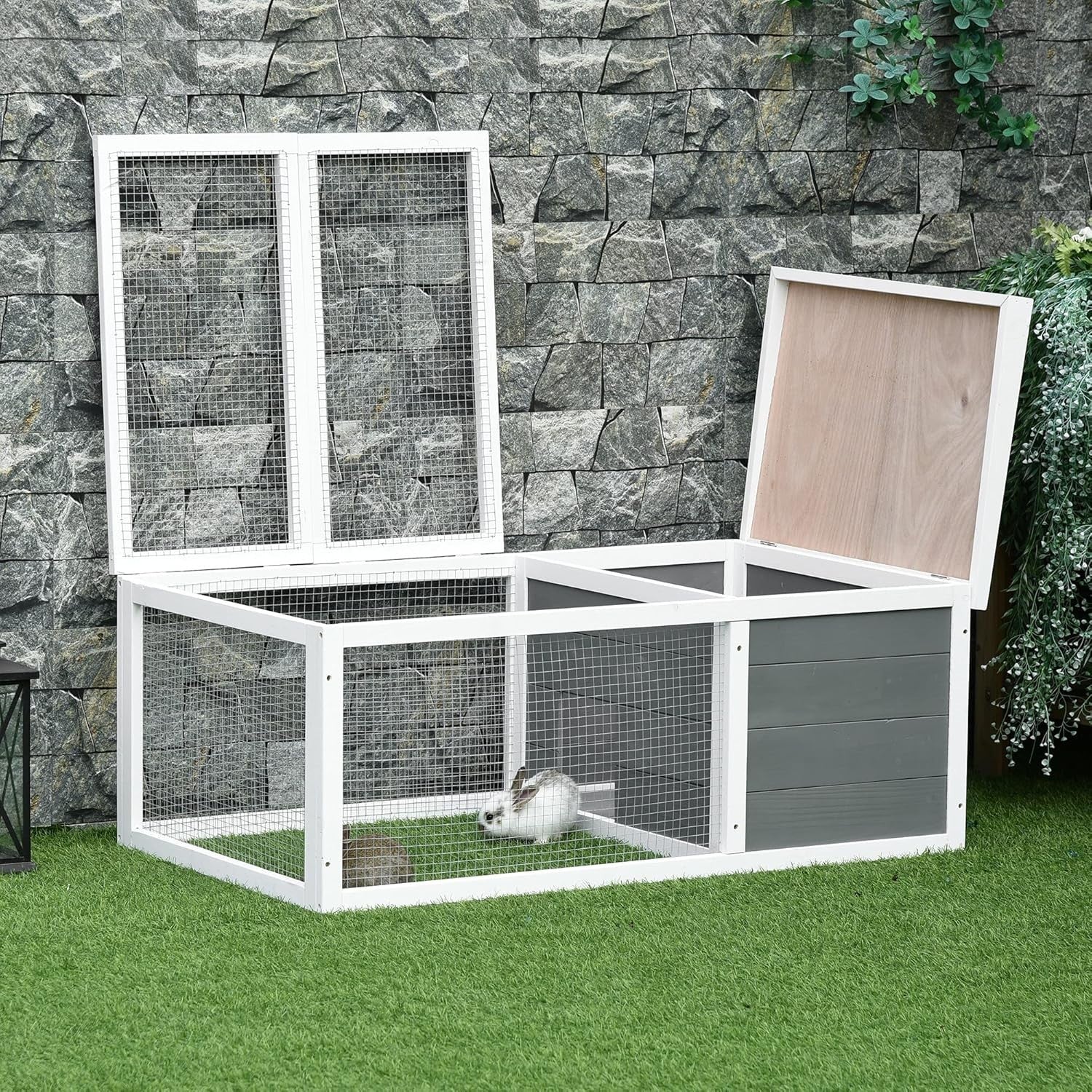 Wooden Rabbit Hutch 115cm Outdoor Pet Cage Run Roof
