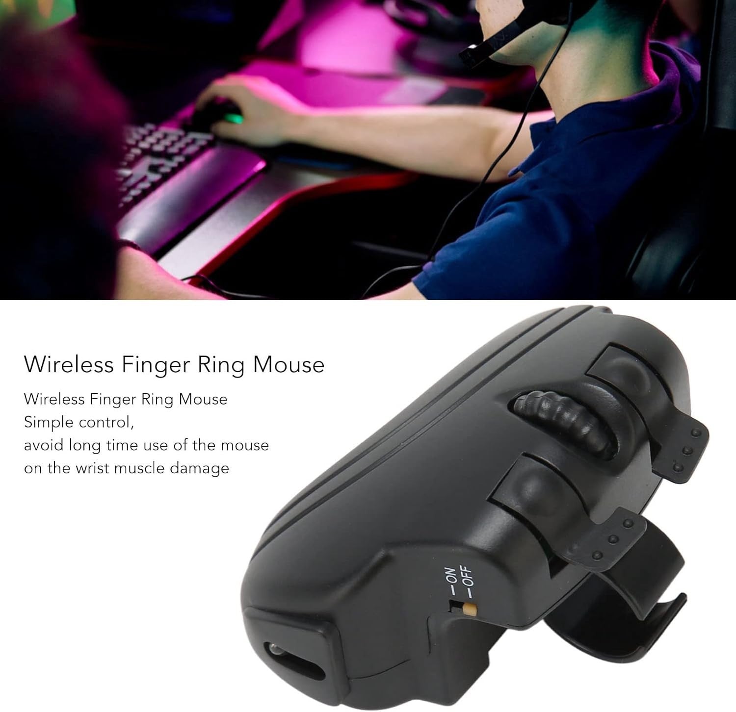 Wireless Finger Mouse USB Rechargeable Ergonomic Handheld PC Laptop