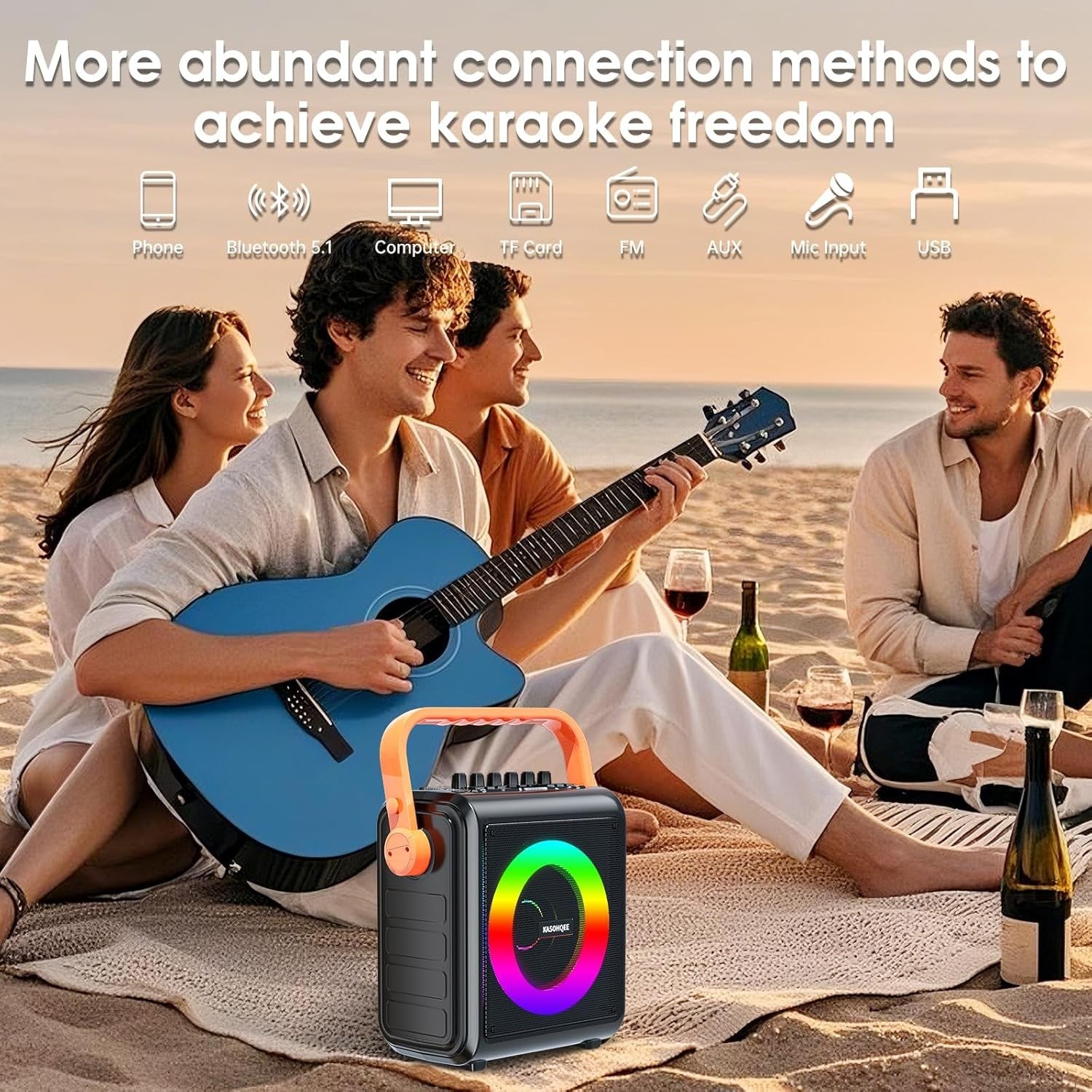 Karaoke Machine with 2 Wireless Mics Bluetooth PA