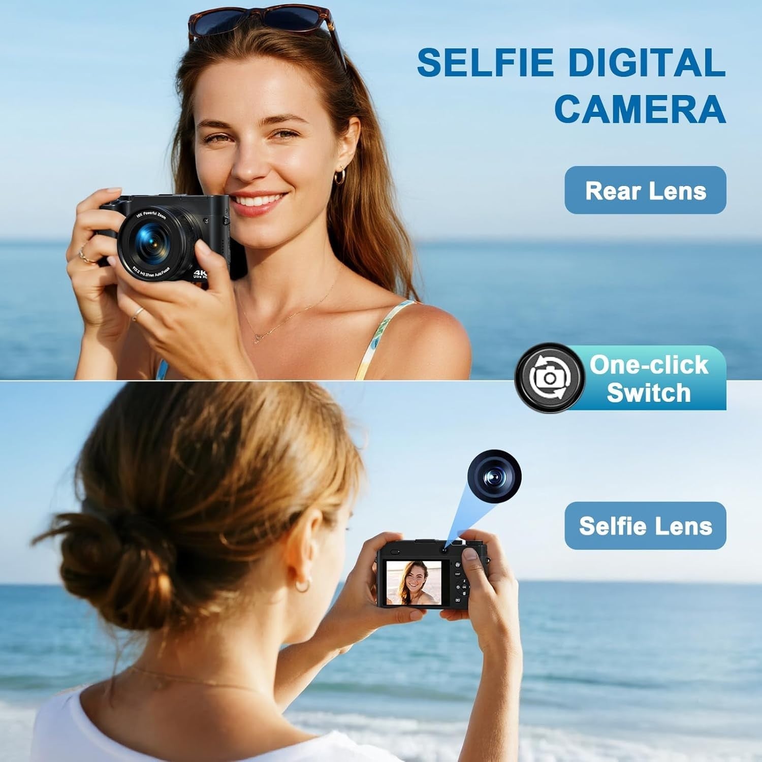 4K 64MP Digital Camera Autofocus Vlogging Selfie Camera 32GB Zoom Kit