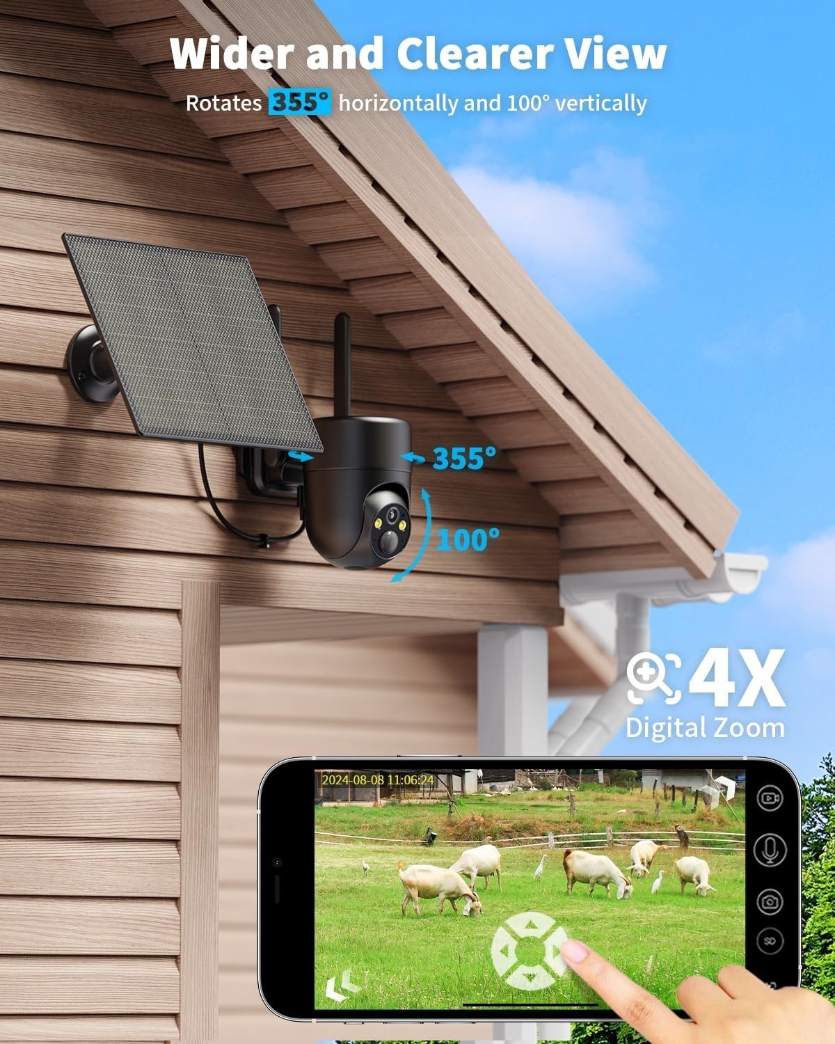 4G Solar Security Camera PTZ 2K HD SIM Card CCTV No WiFi