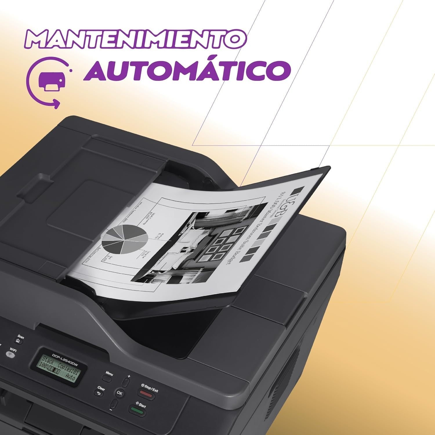 Wireless Mono Laser Multifunction Printer A4 Copy Scan Fax Black