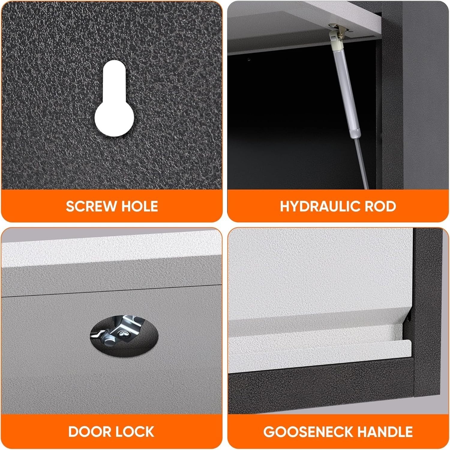 Wall Mounted Metal Storage Cabinet with Lock & Up-Flip Door 35x66x30cm