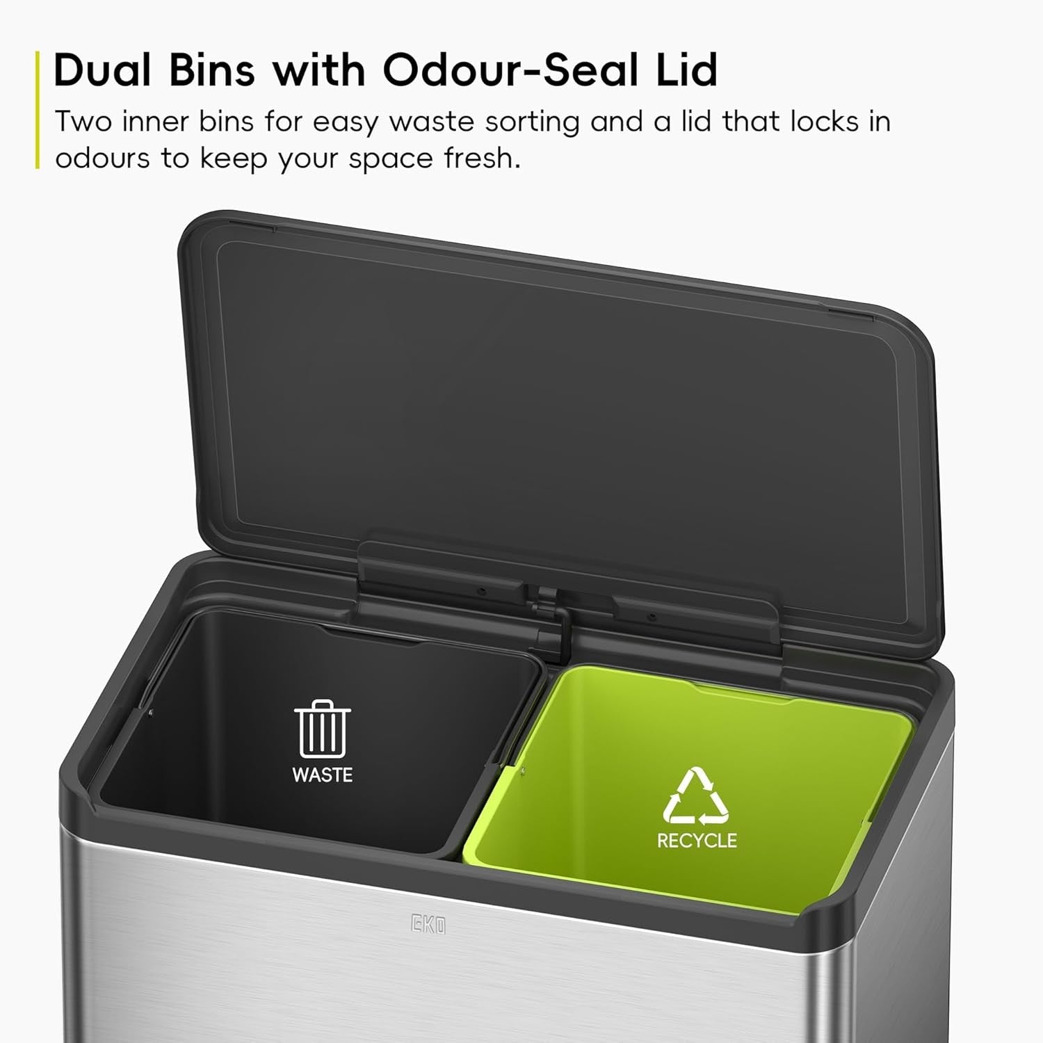 60L Dual Recycling Kitchen Bin 30L+30L Matt