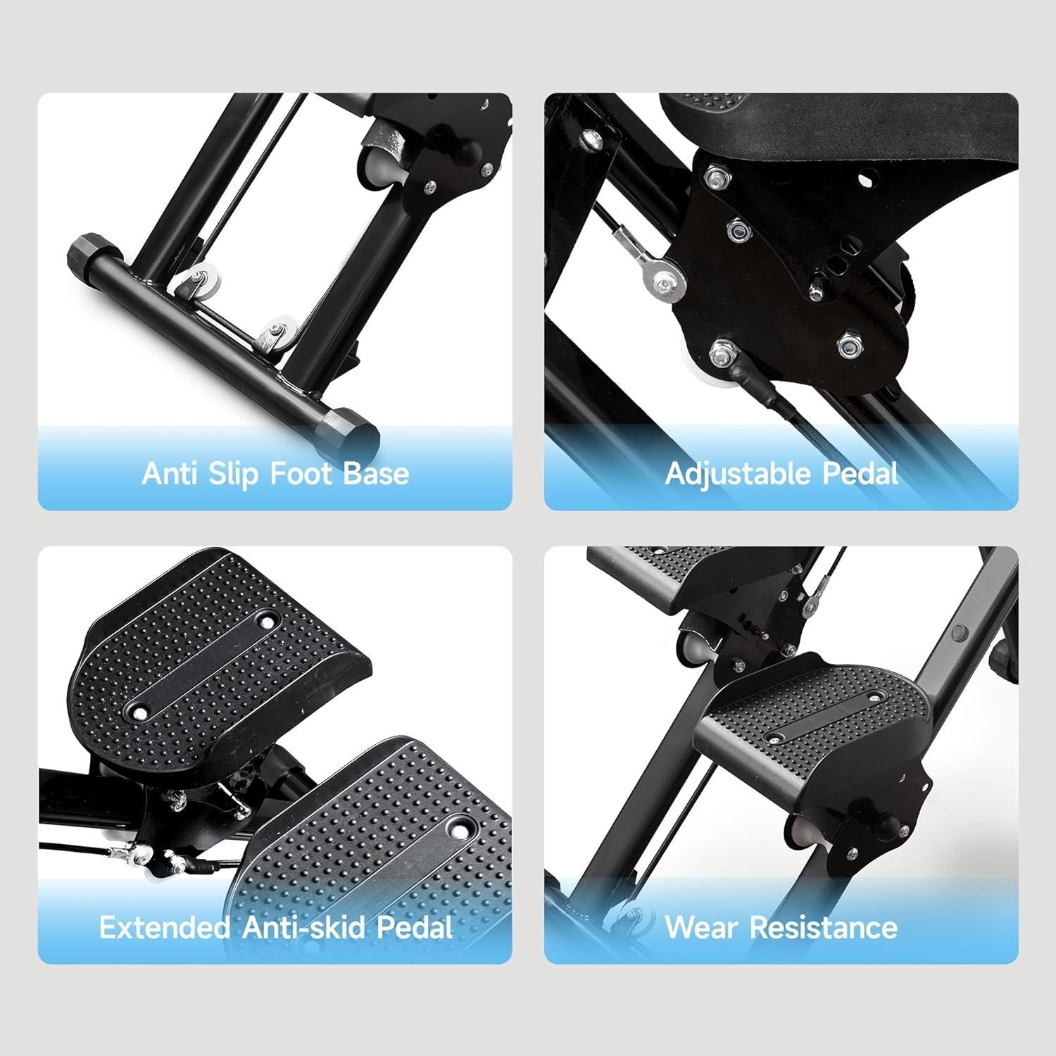 Foldable Vertical Climber Stepper w/ LCD Monitor, Adjustable Height & 150kg