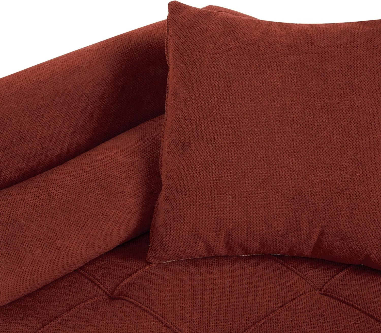 Left Hand Red Tufted Chaise Lounge with Thick Cushions & Pillows Living Room