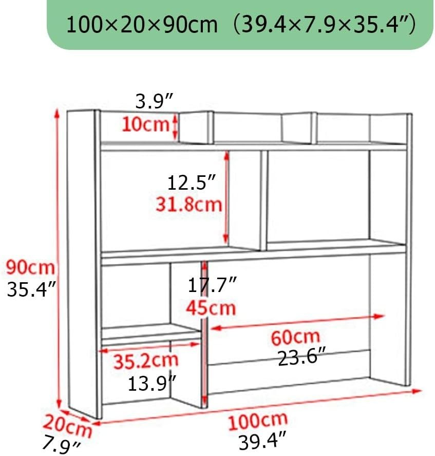 White Desk Hutch Bookshelf Organizer | 9-Grid Desktop Storage Shelf 100cm