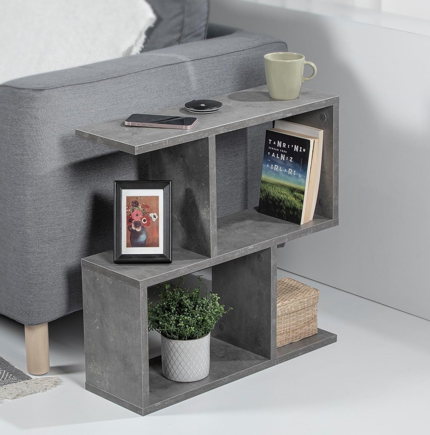 Retro Grey 2-Tier Storage Side Table – Space-Saving, Stylish Organizer
