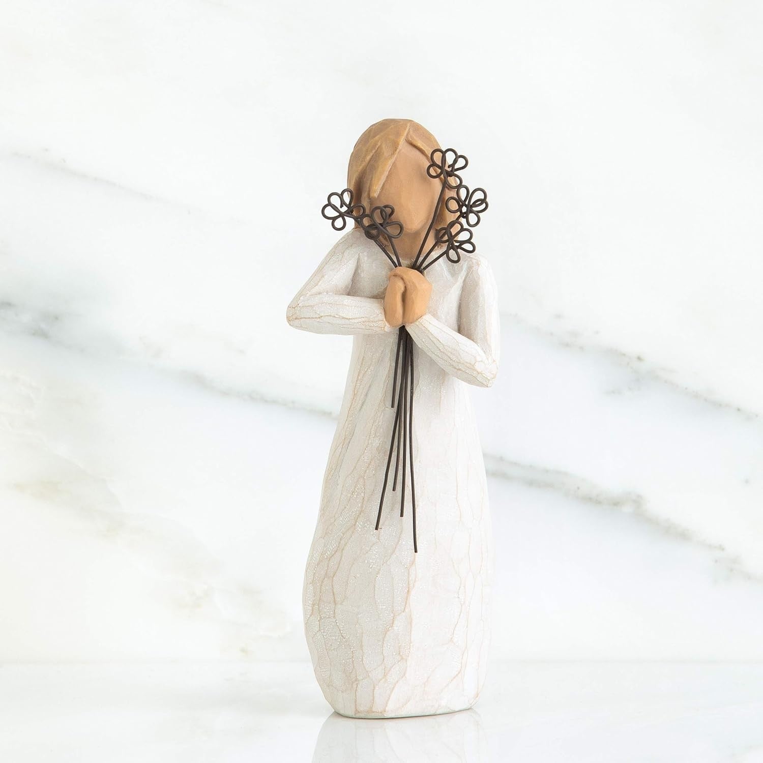 Elegant Resin Friendship Figurine 5.5in Hand-Carved Sentiment Gift Decor